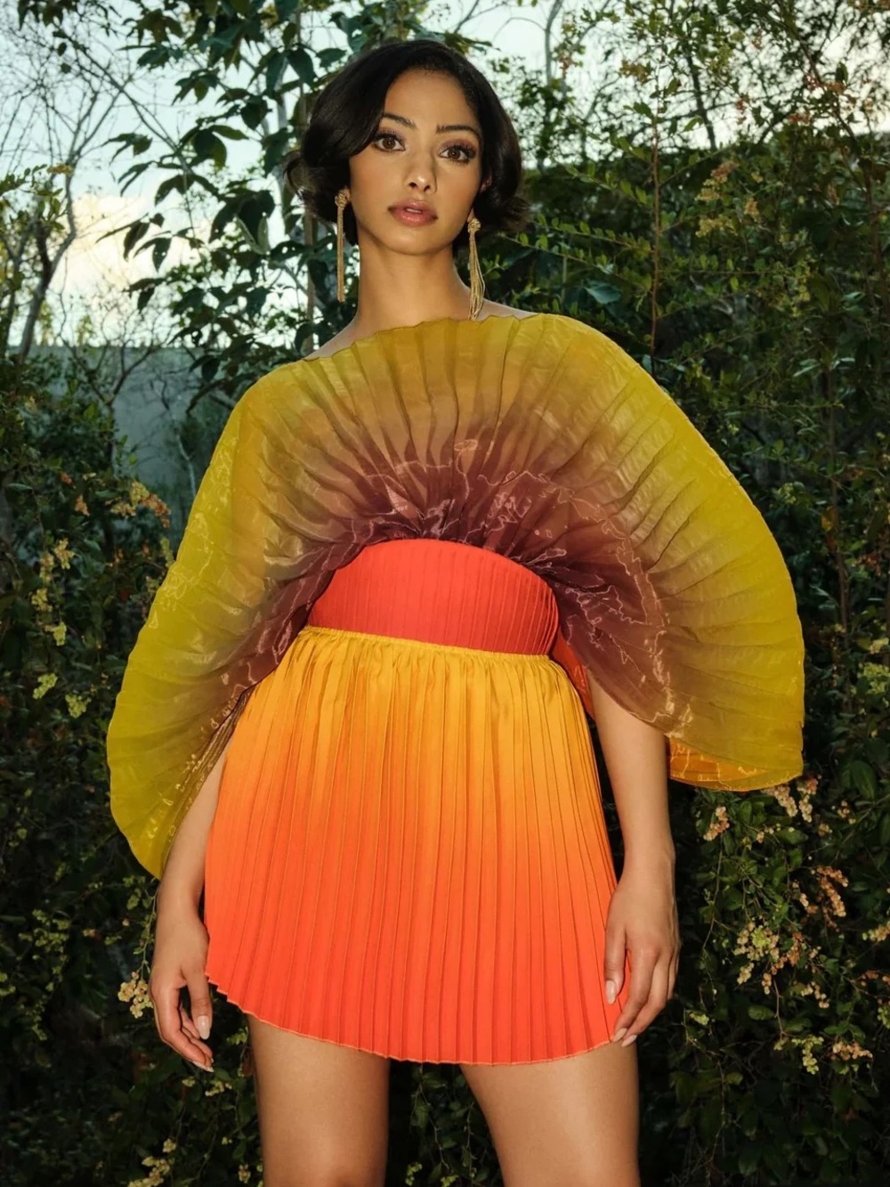 Andrea Iyamah Kata Pleated Multi Mini Skirt Size Small MSRP $320